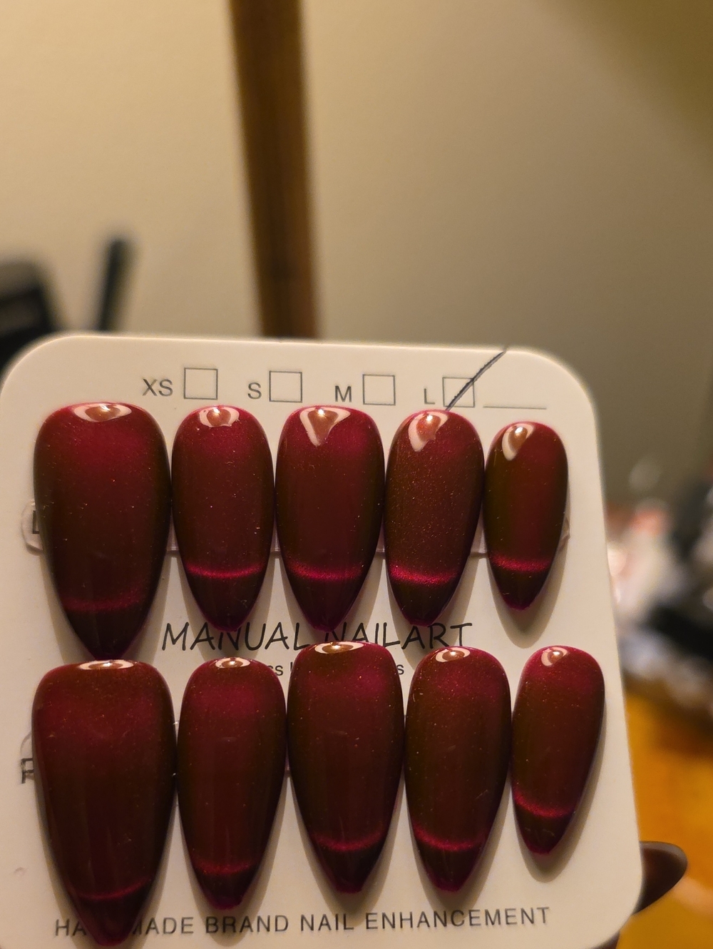Burgundy Magnetic False Nail Set Size Large
